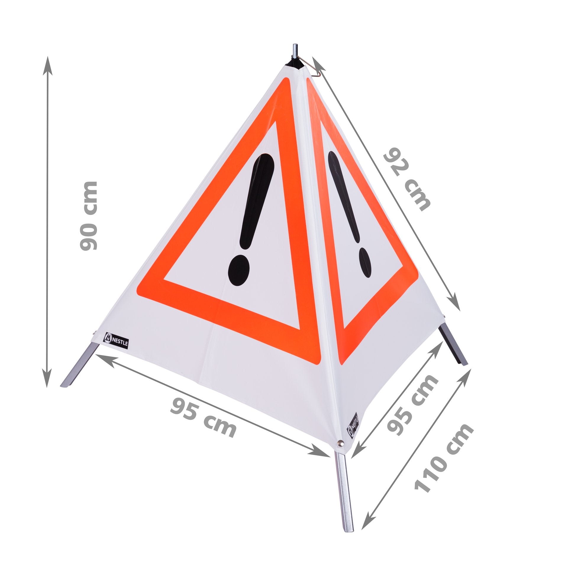 NESTLE Warnpyramide 90 cm, Achtung (VZ101), weiß, mit Feder NESTLE Warnpyramide 90 cm, Achtung (VZ101), weiß, mit Feder